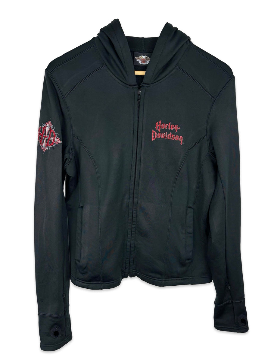 Y2K Harley Davidson Black ZipUp Jumper (Large) The Vintage