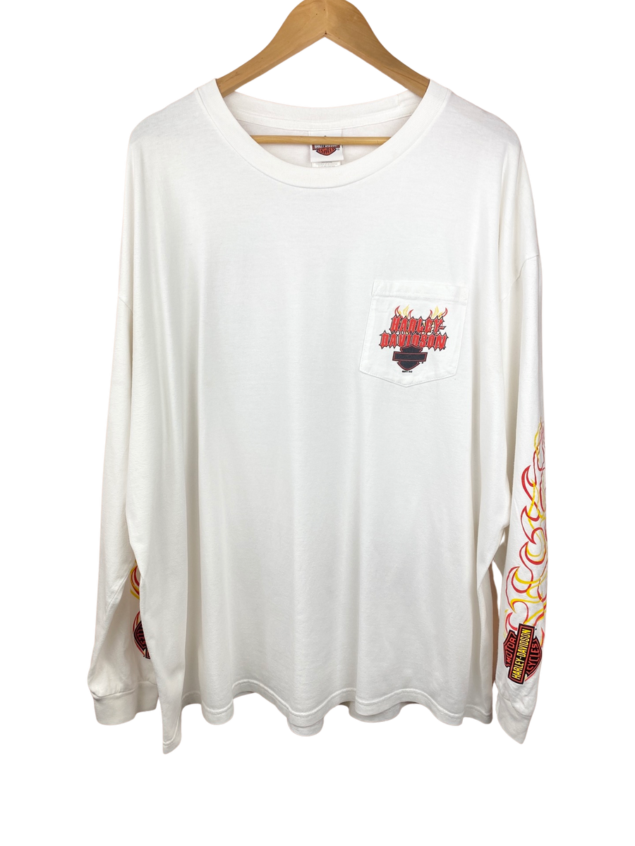Y2K Harley Davidson Dixie White Longsleeve TShirt (3XL) The Vintage