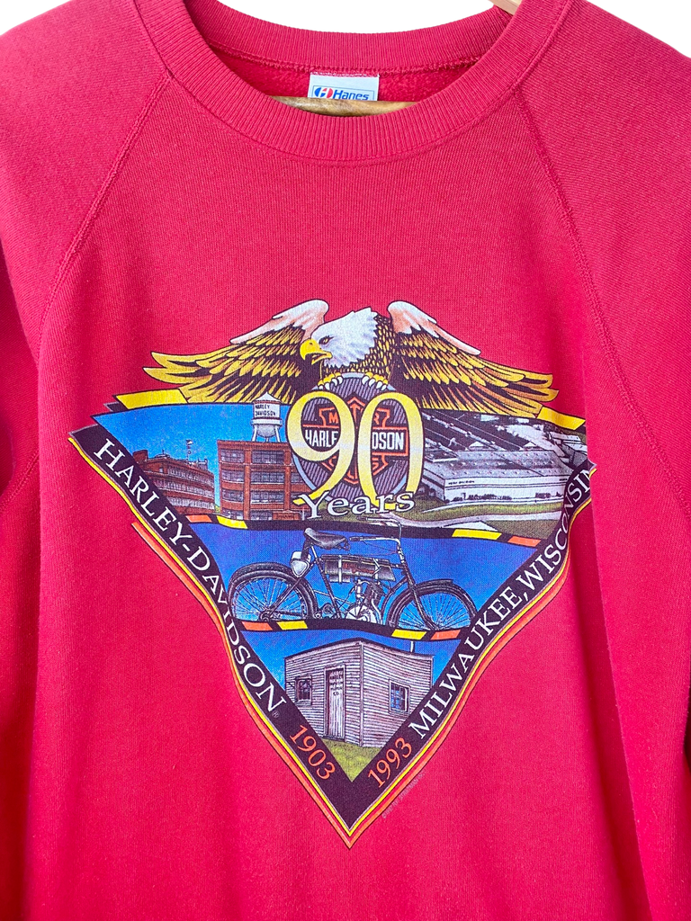 Vintage 1993 Bartels Harley Davidson Los Angeles Red Sweatshirt
