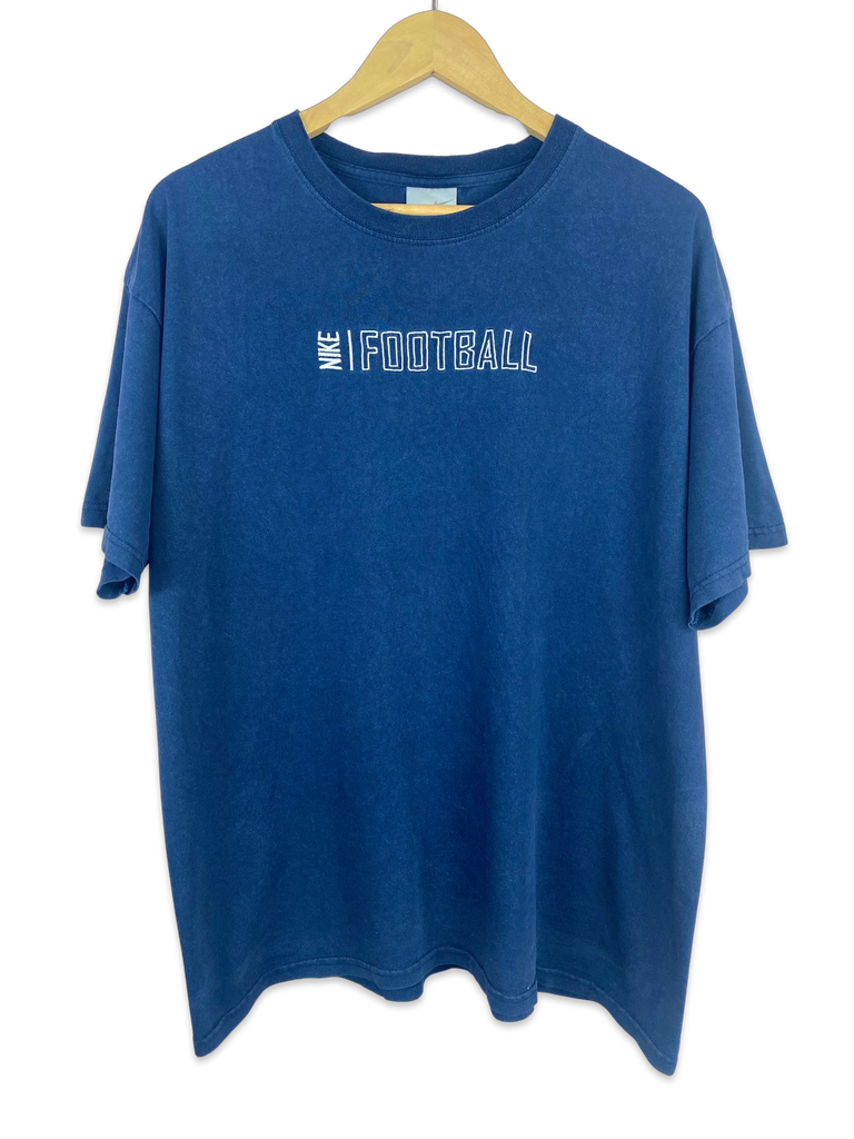 Y2K Nike Football Navy Blue Embroidered T-Shirt