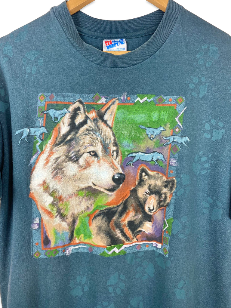 Vintage 1993 Wildlife Wolf Bear T-Shirt 