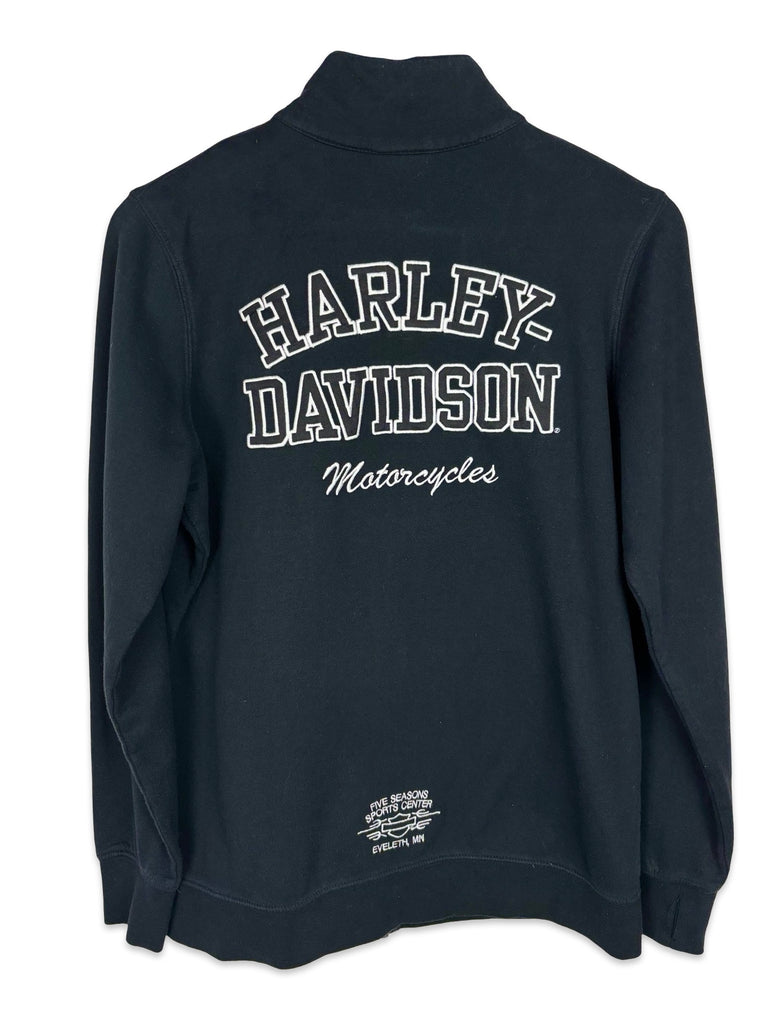 Y2K Harley Davidson Black Embroidered Zip-Up Jumper