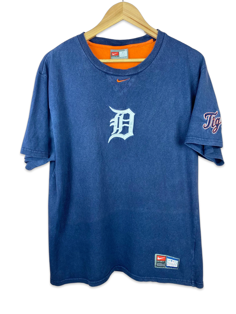 Y2K Nike Detroit Tigers Navy Blue Embroidered T-Shirt
