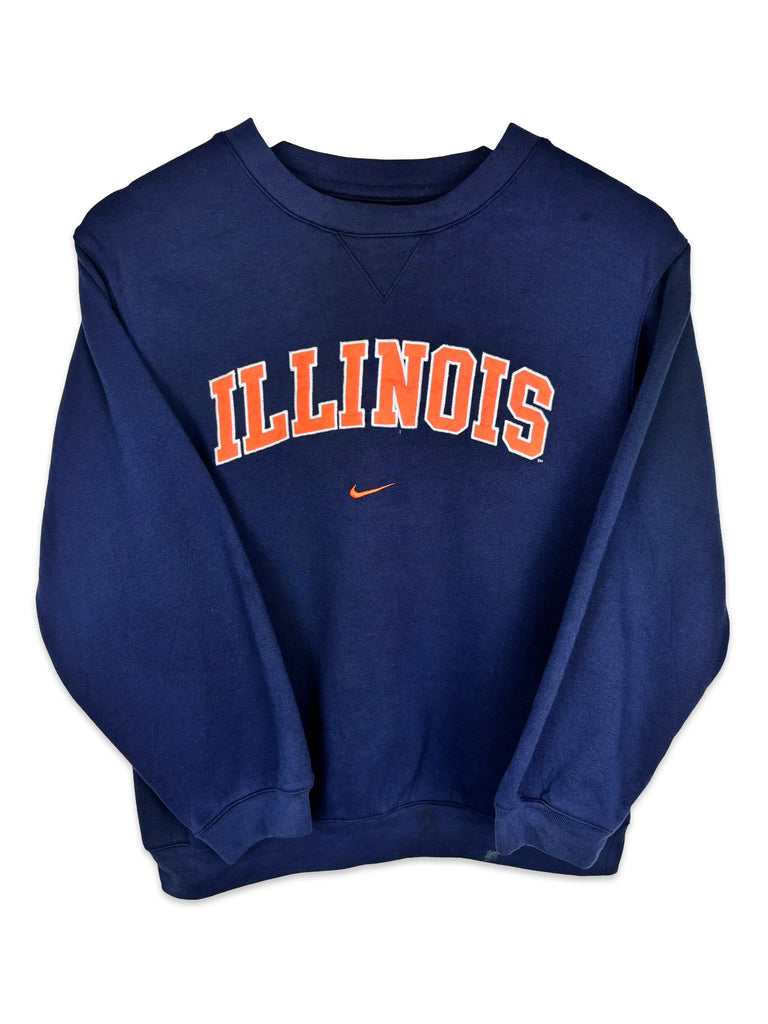 Vintage Nike Illinois Spellout Navy Blue Sweatshirt