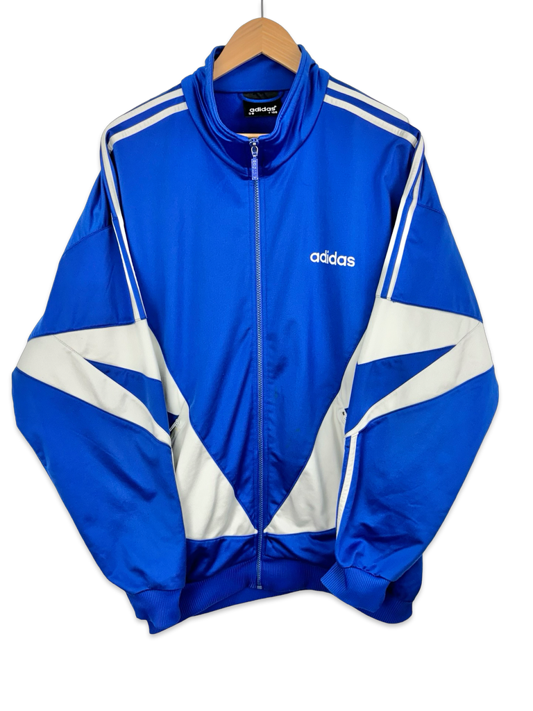 Vintage Adidas Blue & White Zip-Up Jumper