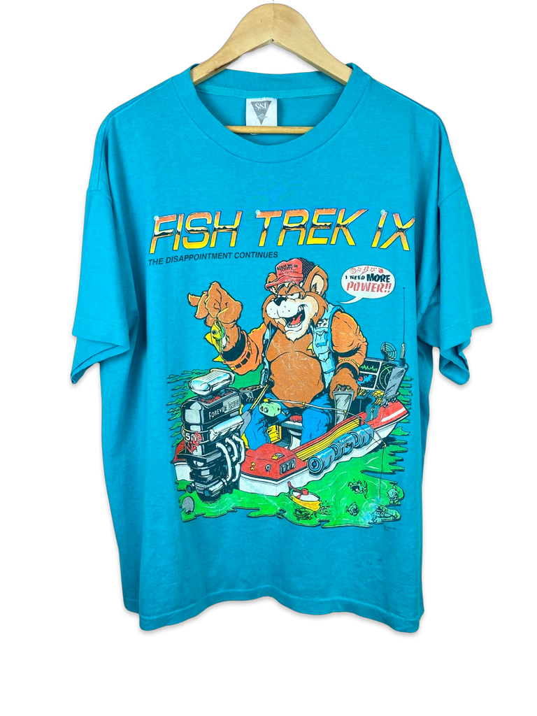 Vintage Fish Trek Blue Graphic T-Shirt 