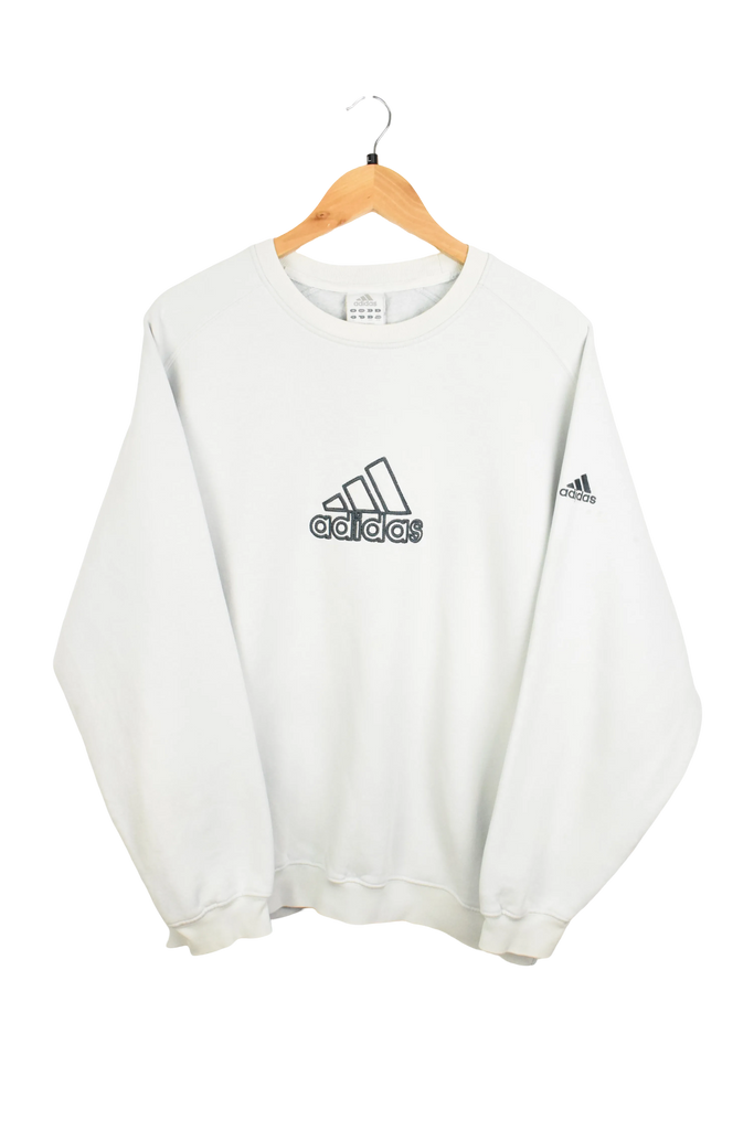 Vintage White Embroidered Adidas Sweatshirt