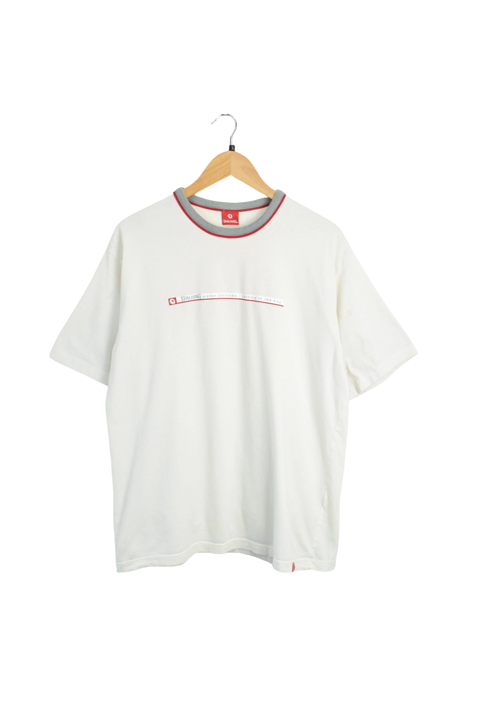 Y2K White Spalding Graphic T-Shirt
