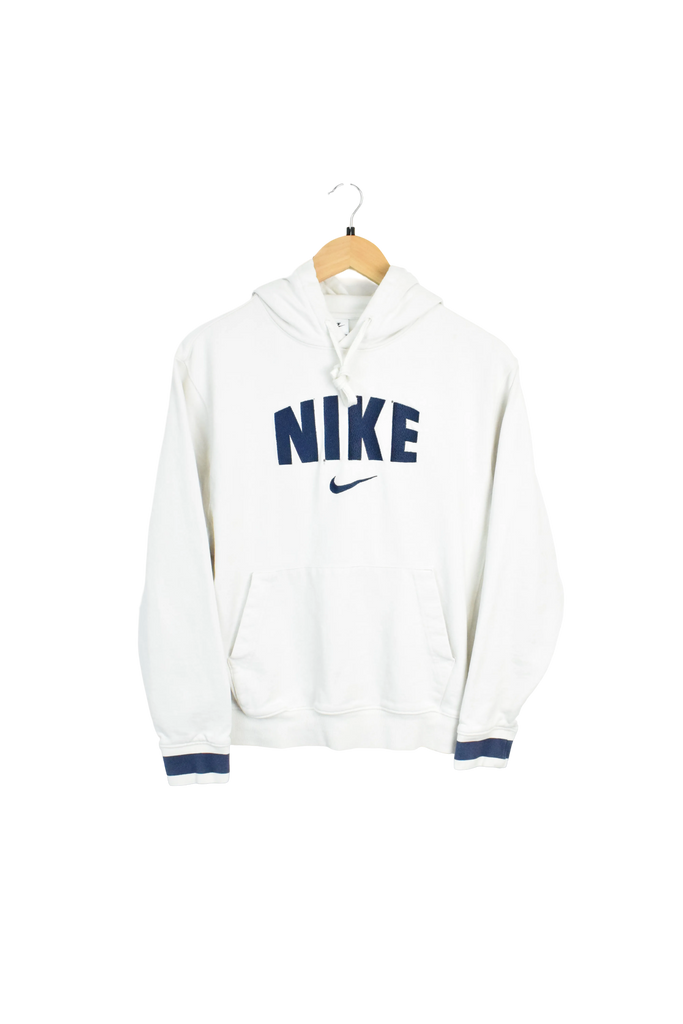 White Nike Swoosh Spellout Hoodie