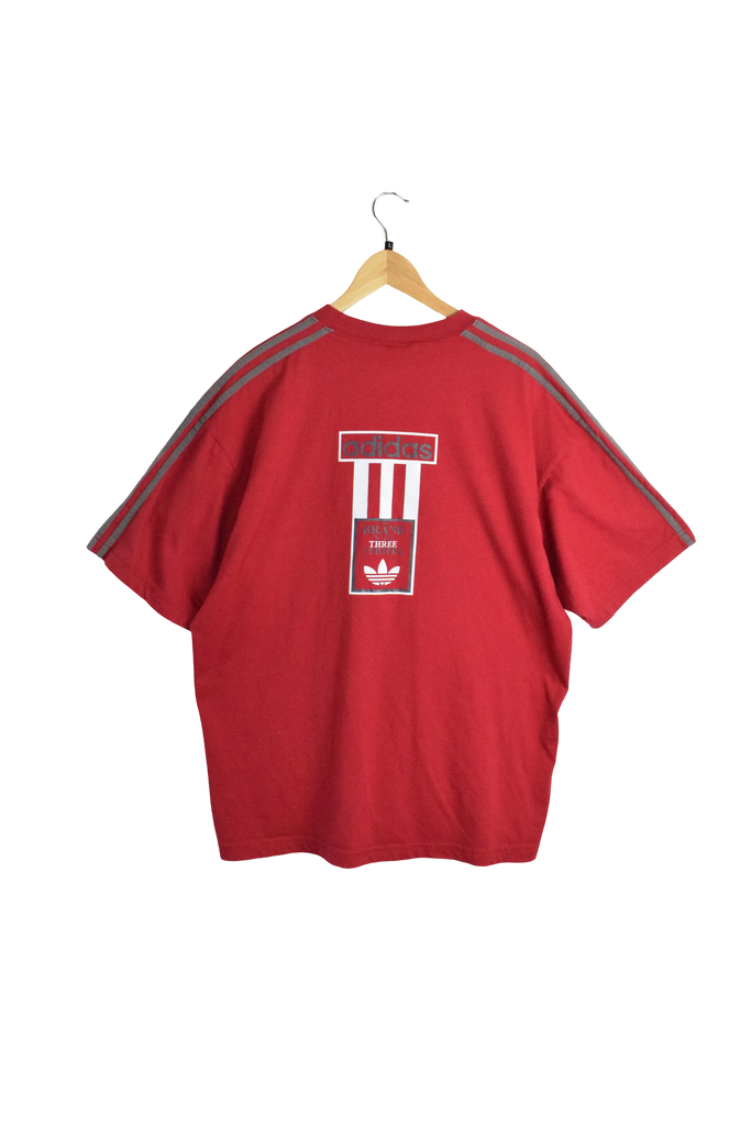 Vintage Adidas Three Stripes Red T-Shirt