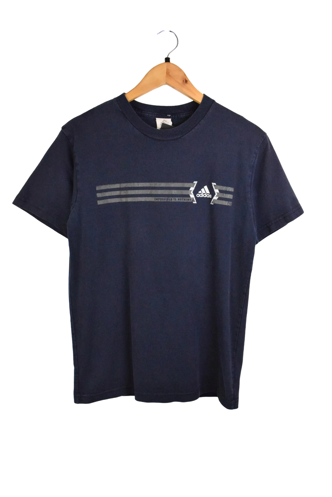 Vintage Adidas 'Impossible is Nothing' Navy Blue T-Shirt (S)