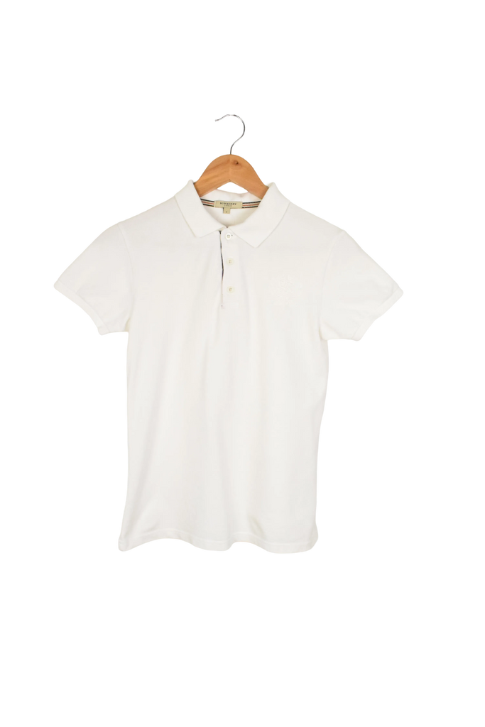 Y2K Womens White Burberry Polo Shirt