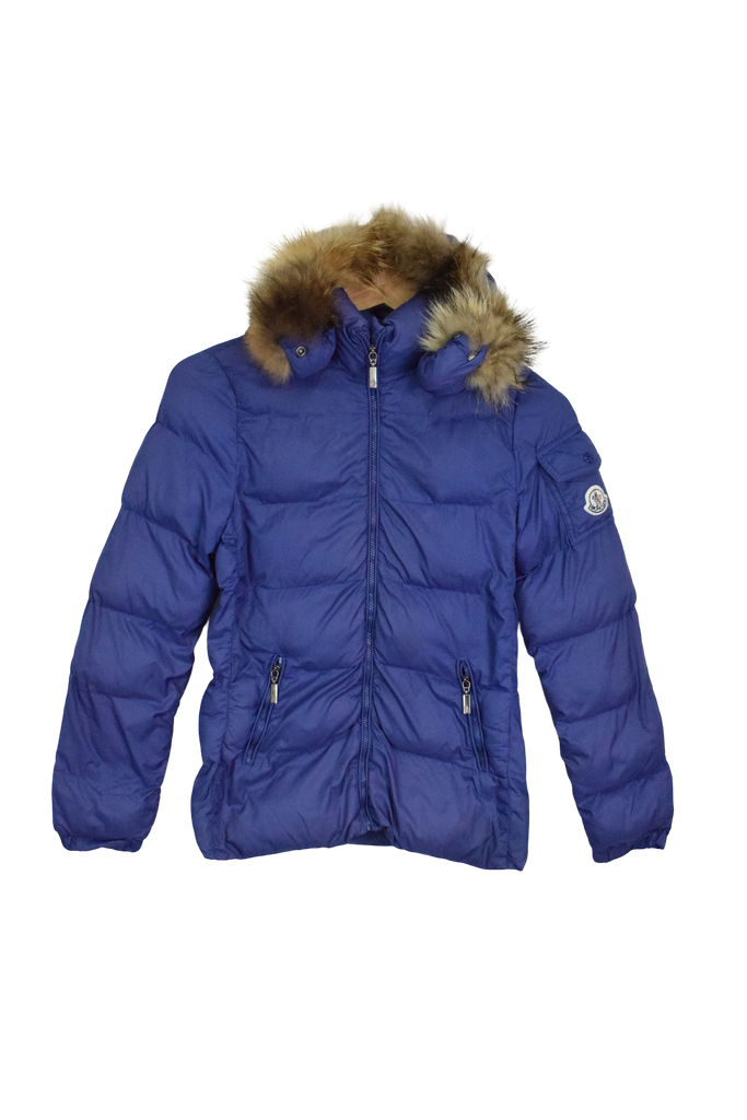 Vintage Moncler Down Puffer Jacket Purple Hood