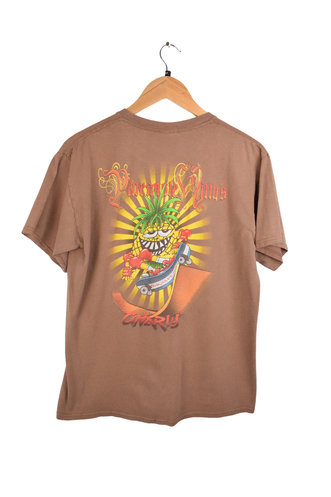 Y2K Pineapple Willy's Graphic Brown T-Shirt (M)