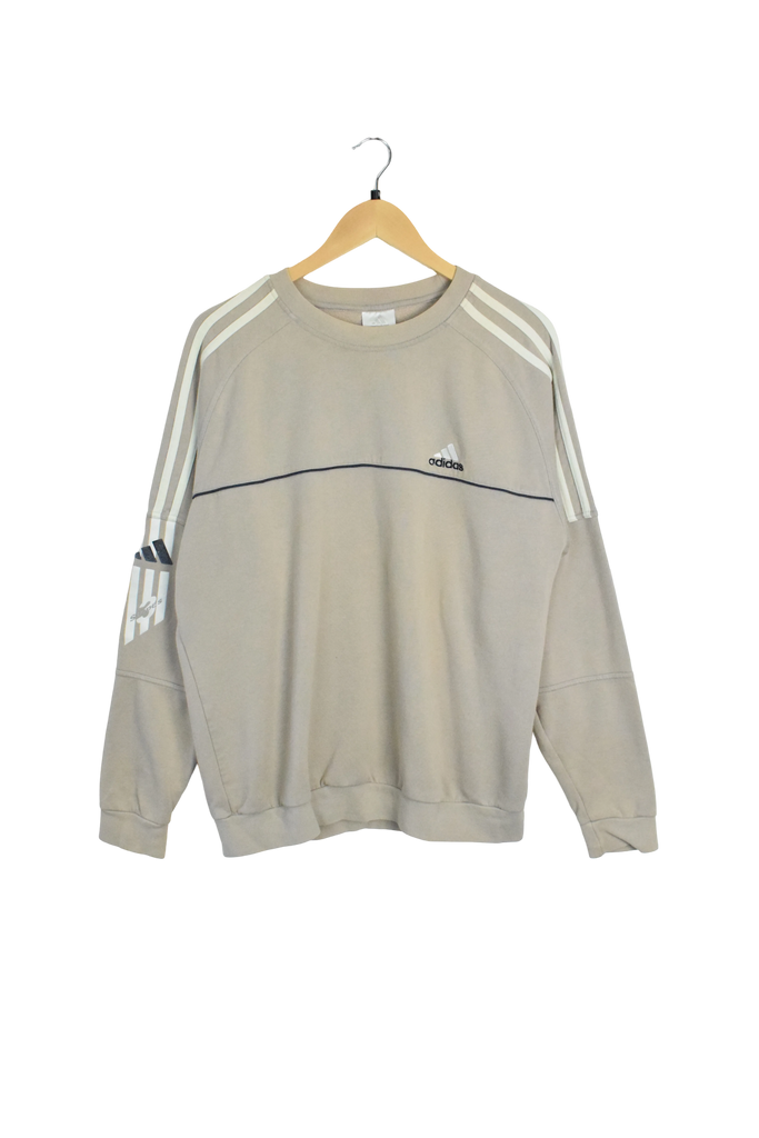 Vintage Adidas Three Stripes Beige Sweatshirt
