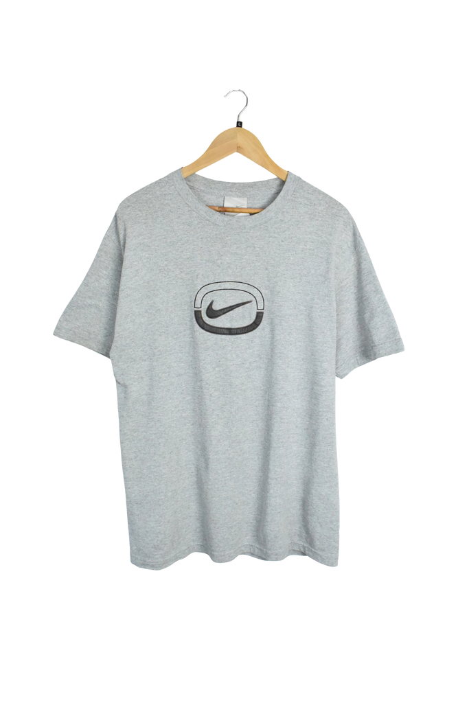 Y2K Grey Nike Embossed Swoosh T-Shirt 