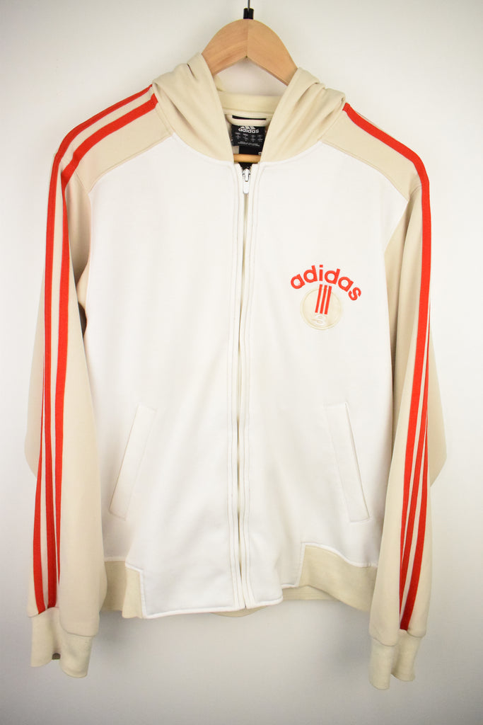 Vintage Cream Adidas Hooded Zip-Up Jacket