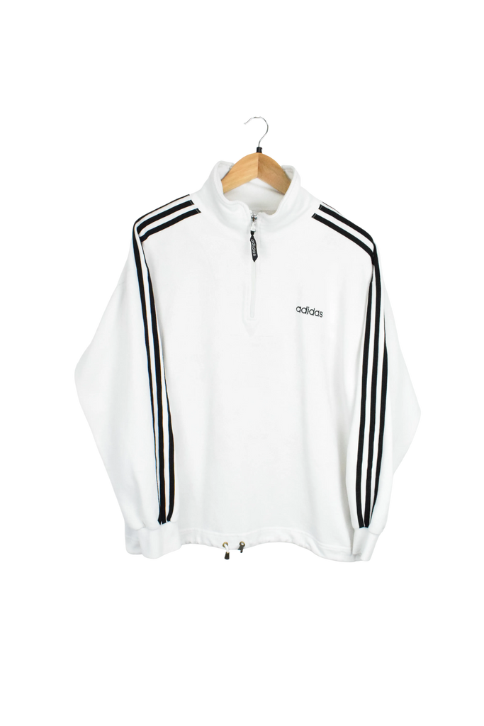 Vintage White Adidas Quarter-Zip Sweatshirt 