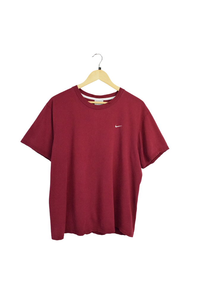 Y2K Burgundy Nike Swoosh T-Shirt 