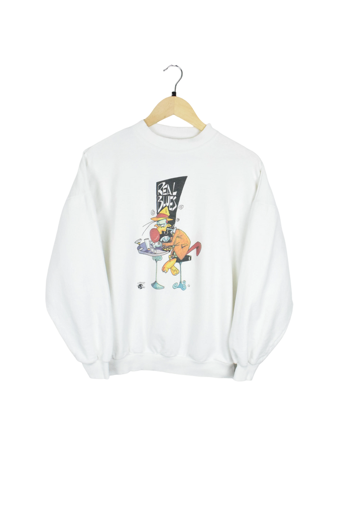 Vintage Real Blues White Graphic Sweatshirt