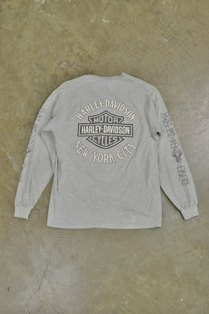 Vintage 1998 Harley Davidson New York Grey Longsleeve T-Shirt 