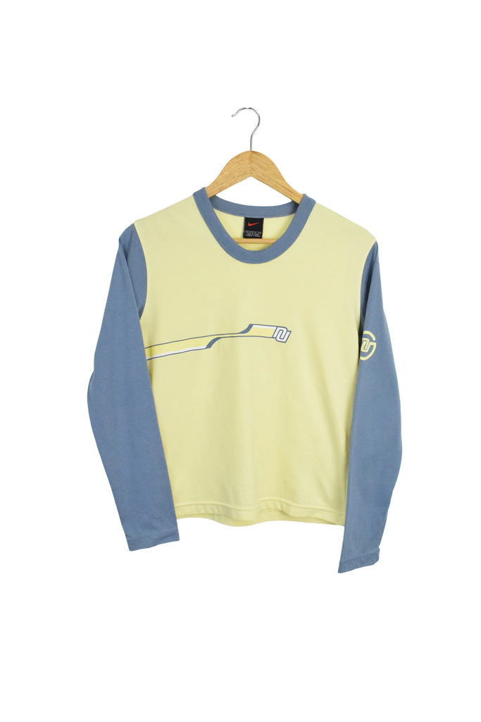 Y2K Womens Yellow Nike Long Sleeve T-Shirt