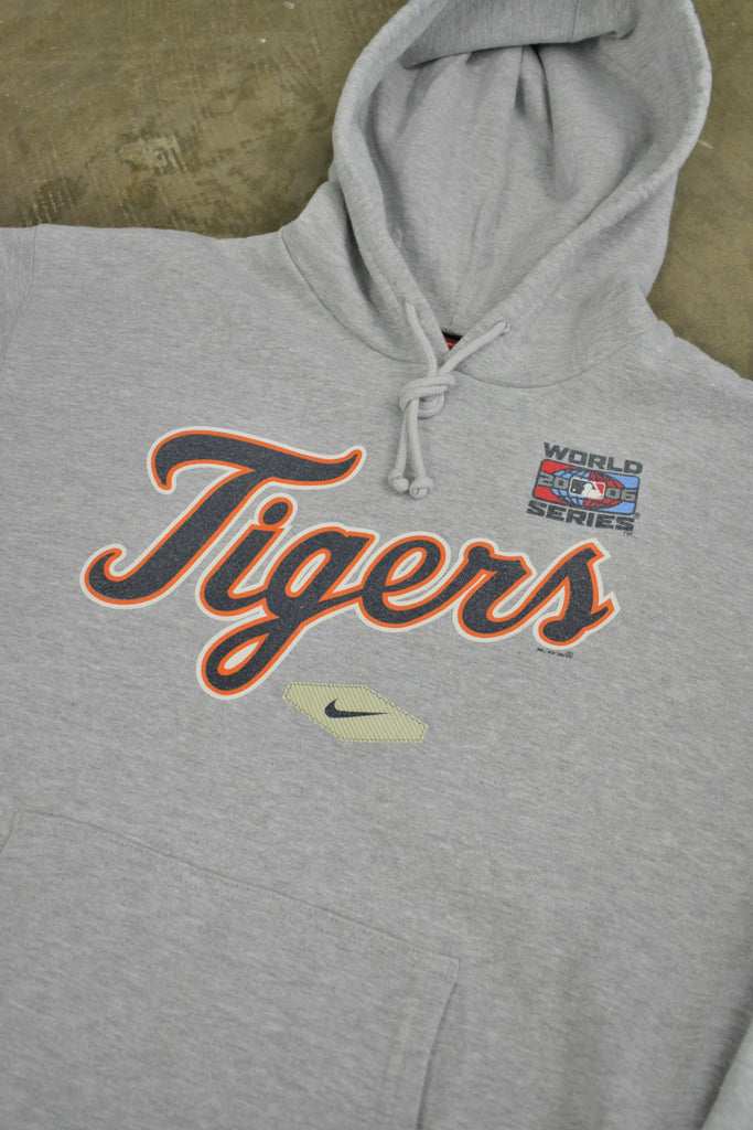 Y2K Nike Detroit Tigers Grey MLB World Series Hoodie 