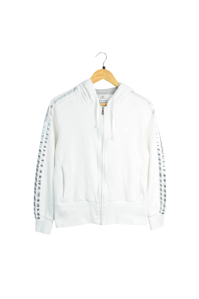 Y2K Womens White Adidas Zip-Up Hoodie