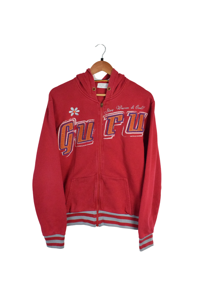 Y2K Women's Red Guru Zip-Up Hoodie 