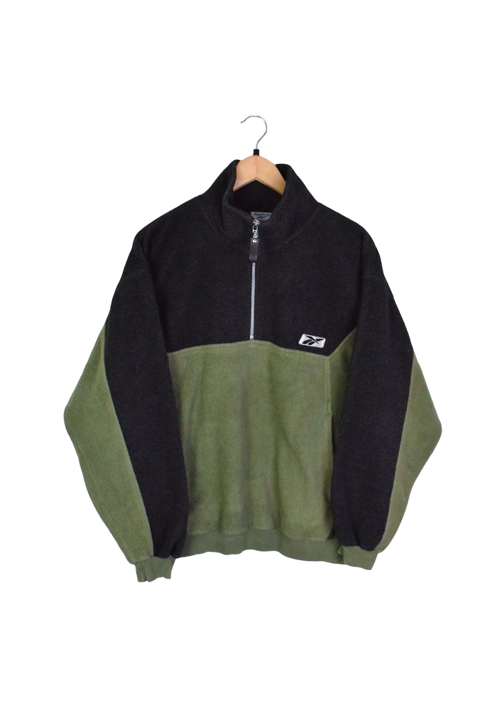 Y2K Green/Black Reebok Quarter-Zip Fleece Sweatshirt