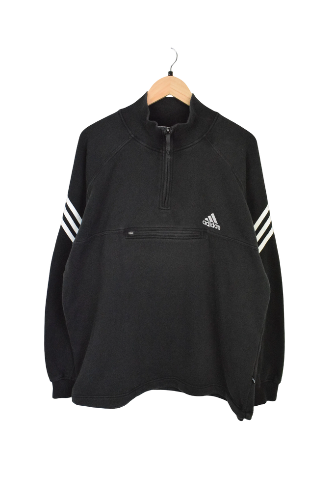 Vintage Black Adidas Quarter-Zip Sweatshirt