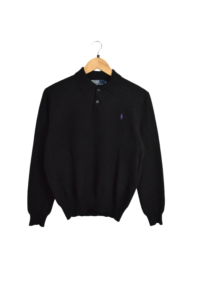Vintage Ralph Lauren Merino Wool Black Sweatshirt