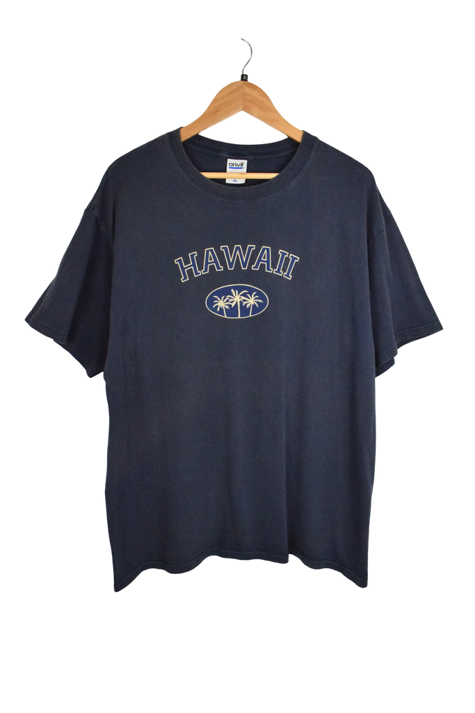 Vintage Hawaii Navy Blue Graphic T-Shirt (XL)