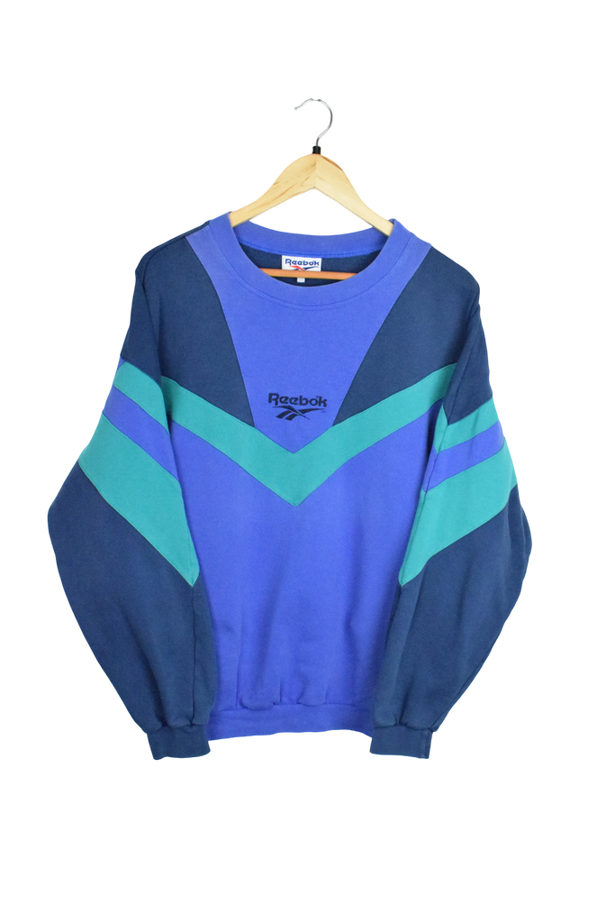 Vintage Blue Multicoloured Reebok Sweatshirt