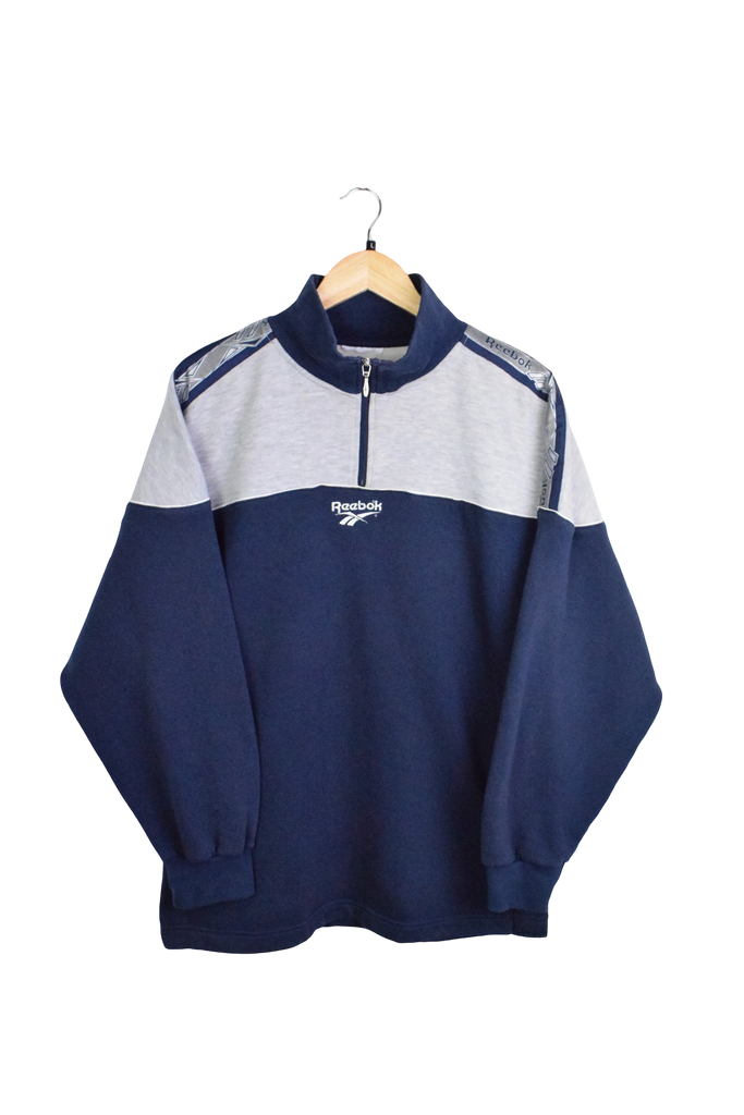 Vintage Navy Blue Reebok Quarter-Zip Sweatshirt 