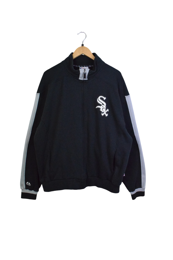 Y2K Black Chicago White Sox Zip-Up Sweatshirt