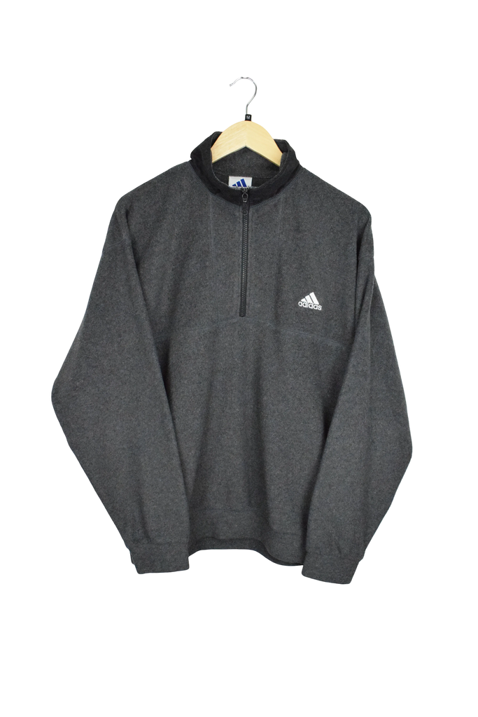 Vintage Grey Adidas Quarter-Zip Fleece Sweatshirt