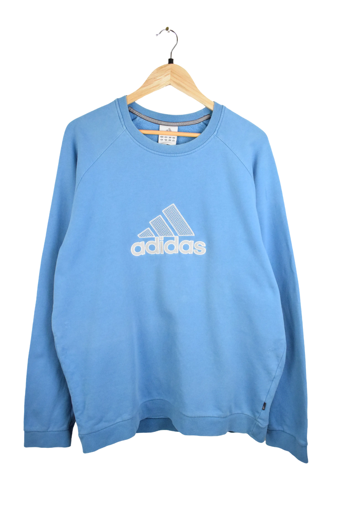 Vintage Adidas Blue Embroidered Sweatshirt (XL)