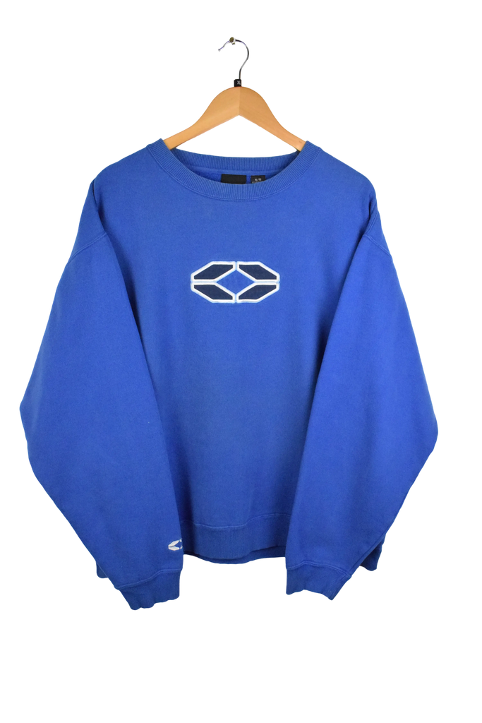 Vintage Y2K No Fear Blue Embroidered Sweatshirt (XL)