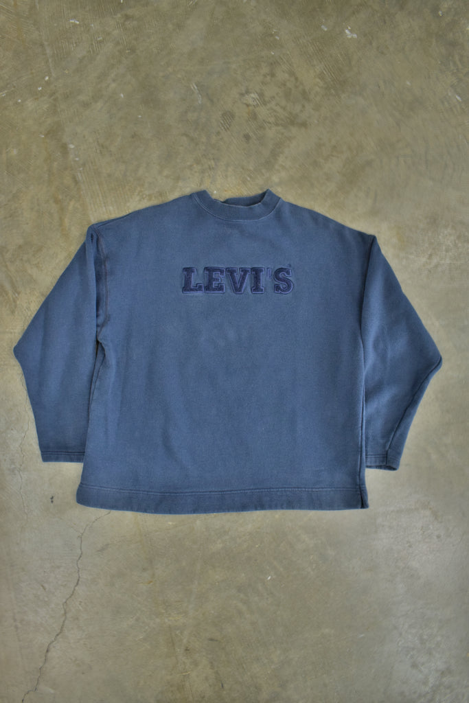 Vintage Levi's Embroidered Navy Blue Spellout Sweatshirt 