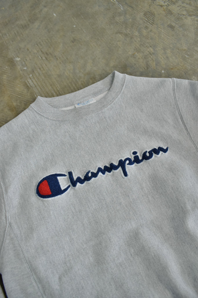 Vintage Champion Embroidered Grey Sweatshirt