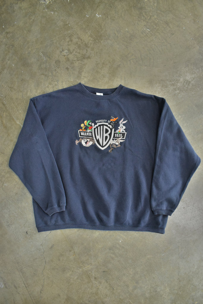 Vintage Warner Bros. Embroidered Navy Blue Sweatshirt 