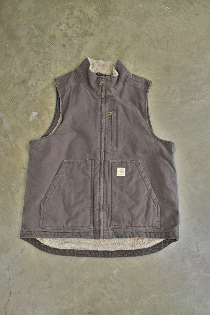 Y2K Carhartt Brown Fleece Lined Vest