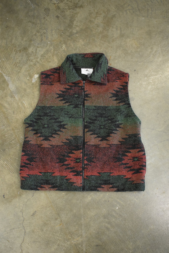 Vintage Black Mountain Graphic Fleece Vest 