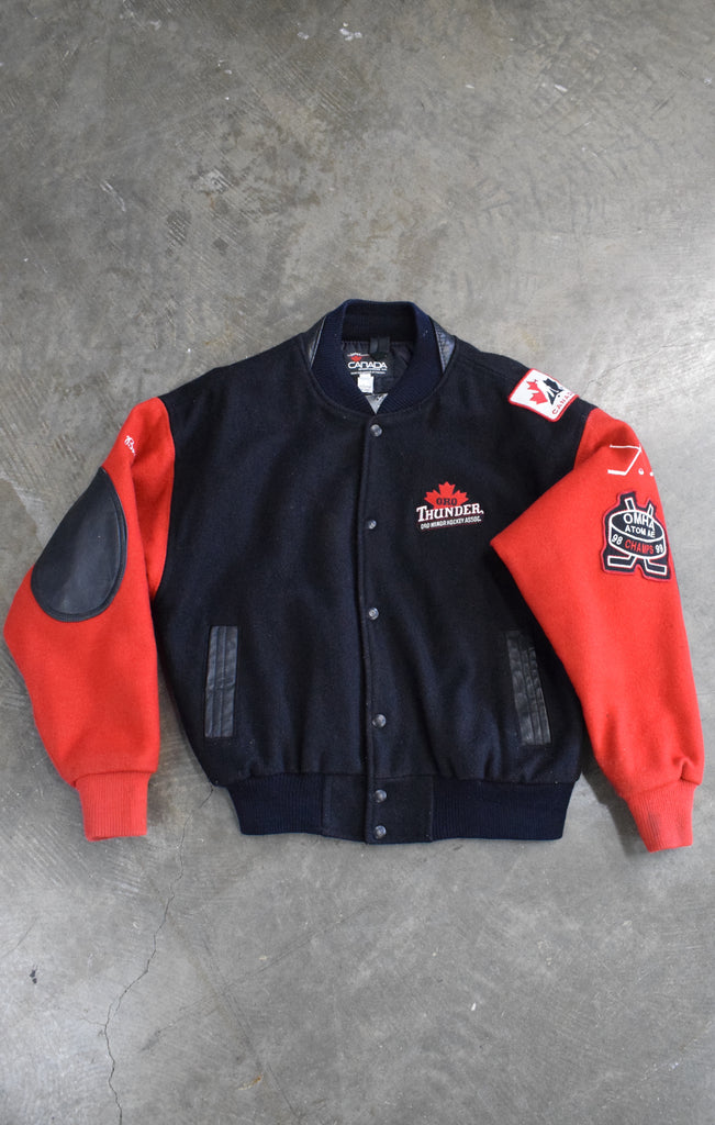 Vintage 1998 Oro Thunder Hockey Varsity Jacket 