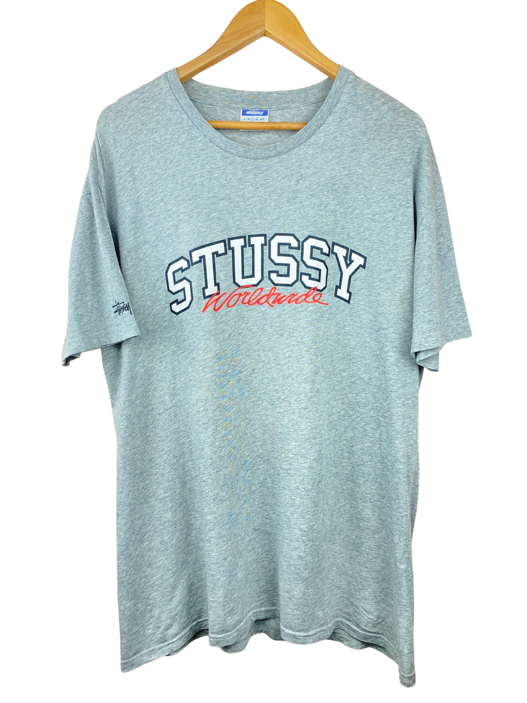 Y2K Stussy Worldwide Grey T-Shirt