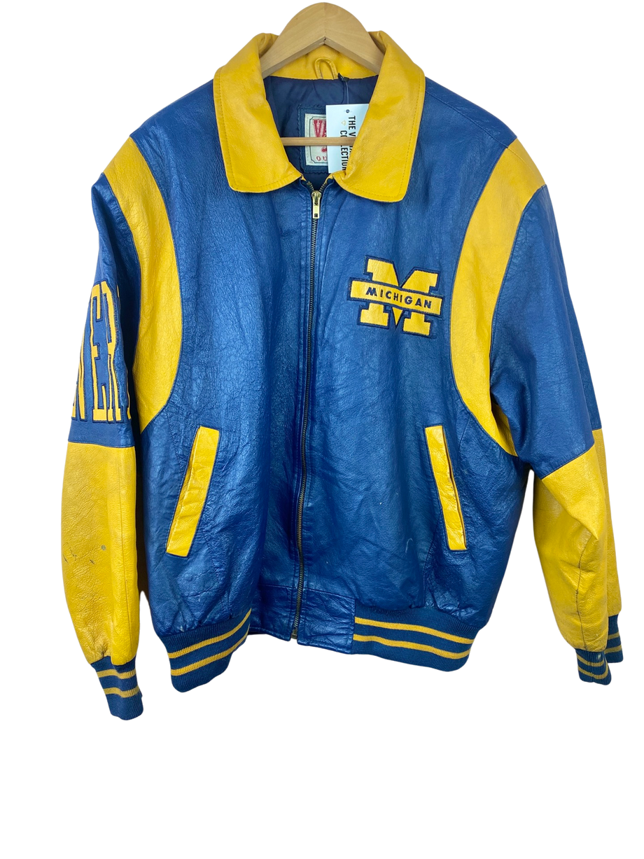 Vintage Michigan Wolverines Leather Varsity Jacket XL